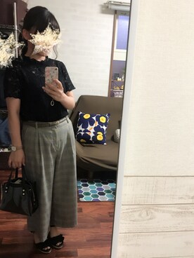 「no brand（ノーブランド）のアイテム（パンツ、グレー系）」を使った、mcmさん（レディース・152cm）の夏コーディネート