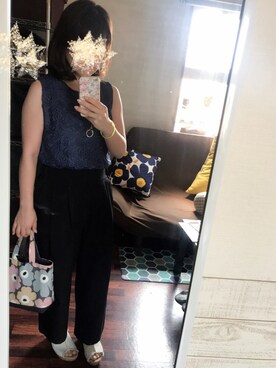 「しまむら（シマムラ）のアイテム（サンダル、ホワイト系）」を使った、mcmさん（レディース・152cm）の夏コーディネート