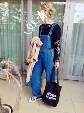 「ハイトーンカラー」｜「アイテム（オールインワン・サロペット）」を使った、lili  さん（レディース・161cm）の春コーディネート