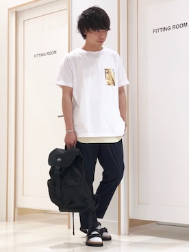 「Tシャツ」｜「アイテム（トップス、ゴールド系）」を使った、Nobuさん（メンズ・172cm）の春コーディネート