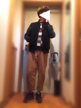 「BEAMS」｜「アイテム（スタジャン）」を使った、ひいらぎさん（メンズ・166cm）の冬コーディネート