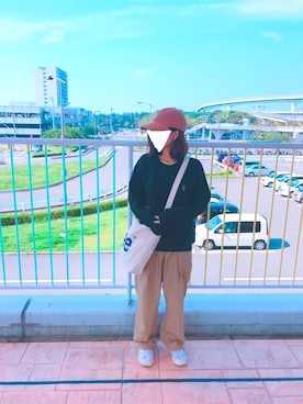 「ポロベアー」｜「アイテム（スウェット）」を使った、りいこさん（レディース・158cm）の秋コーディネート
