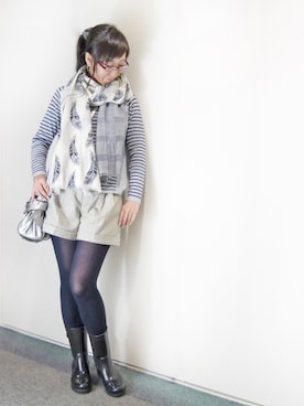 「PRADA（プラダ）のアイテム（レインシューズ）」を使った、komikaさん（レディース・159cm）の春コーディネート