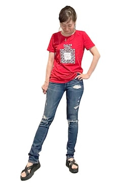 「KARL LAGERFELD（カールラガーフェルド）のアイテム（Tシャツ/カットソー）」を使った、komikaさん（レディース・159cm）の夏コーディネート