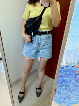 「Mo&Co.（モーアンドコー）のアイテム（パンツ）」を使った、崔少女爱orangeさん（レディース・165cm）の夏コーディネート