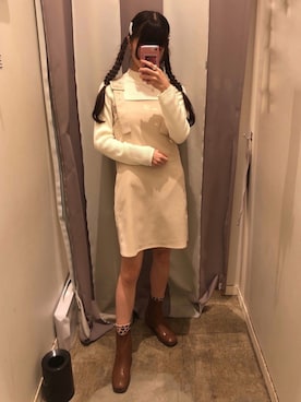 「WEGO（ウィゴー）のアイテム（ジャンパースカート）」を使った、𝓎さん（レディース・155cm）の冬コーディネート