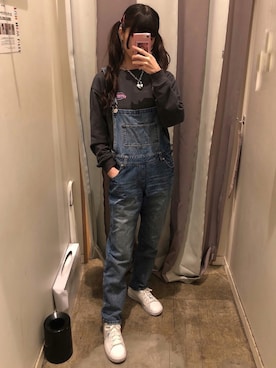 「INGNI（イング）のアイテム（オールインワン・サロペット）」を使った、𝓎さん（レディース・155cm）の冬コーディネート