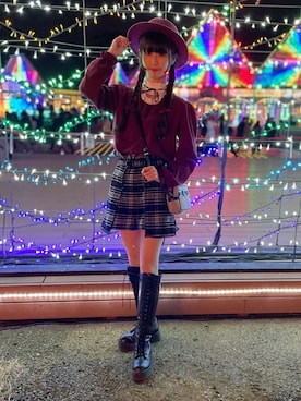 「axes femme（アクシーズファム）のアイテム（帽子）」を使った、𝓎さん（レディース・155cm）の冬コーディネート