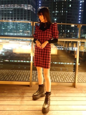 「CECIL McBEE（セシルマクビー）のアイテム（ワンピース/ドレス）」を使った、𝓎さん（レディース・155cm）の冬コーディネート