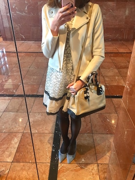 「Dior」｜「アイテム（ライダースジャケット）」を使った、🌼𝓀𝒶ℴ𝓇𝓊🌼さん（レディース・168cm）の春コーディネート