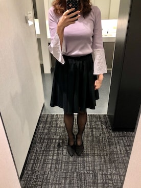 「パープル×黒」｜「アイテム（ブーティ）」を使った、🌼𝓀𝒶ℴ𝓇𝓊🌼さん（レディース・168cm）の冬コーディネート