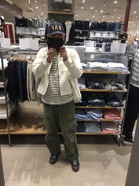 「KAPITAL」｜「アイテム（ブルゾン）」を使った、massanさん（メンズ・188cm）の春コーディネート