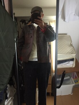 「アイテム（チノパンツ、ブルー系）」を使った、massanさん（メンズ・188cm）の冬コーディネート
