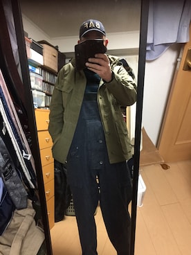 「M-65」｜「アイテム（オールインワン・サロペット）」を使った、massanさん（メンズ・188cm）の冬コーディネート