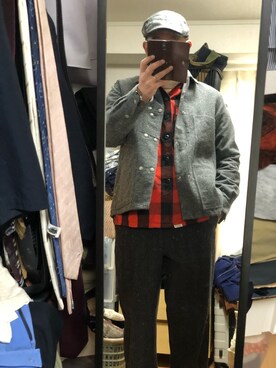 「WOOLRICH（ウールリッチ）のアイテム（パンツ）」を使った、massanさん（メンズ・188cm）の冬コーディネート