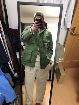 「Nigel Cabourn（ナイジェルケーボン）のアイテム（その他アウター）」を使った、massanさん（メンズ・188cm）の冬コーディネート