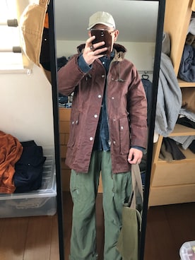 「Nigel Cabourn（ナイジェルケーボン）のアイテム（その他アウター）」を使った、massanさん（メンズ・188cm）の秋コーディネート