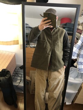 「Nigel Cabourn（ナイジェルケーボン）のアイテム（その他アウター）」を使った、massanさん（メンズ・188cm）の冬コーディネート