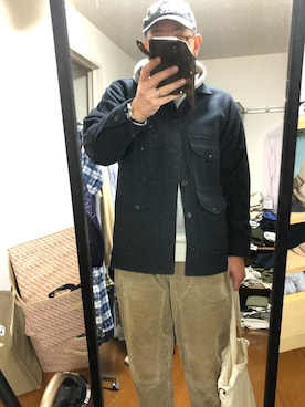「FILSON（フィルソン）のアイテム（ジャケット/アウター）」を使った、massanさん（メンズ・188cm）の冬コーディネート