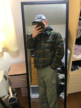 「FILSON（フィルソン）のアイテム（ジャケット/アウター）」を使った、massanさん（メンズ・188cm）の冬コーディネート