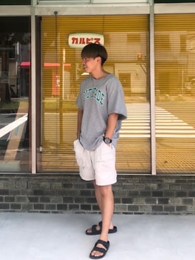 「MR.GENTLEMAN（ミスタージェントルマン）のアイテム（トップス）」を使った、akiraさん（メンズ・166cm）の夏コーディネート