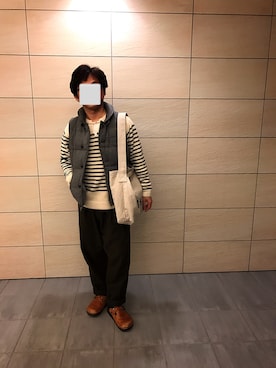 「SHIPS JET BLUE（シップスジェットブルー）のアイテム（ダウンベスト）」を使った、みっきーさん（メンズ・165cm）の冬コーディネート