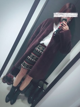 「ハイウエストスカート」｜「アイテム（ムートンコート）」を使った、Y.さん（レディース・168cm）の冬コーディネート