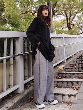 「CONVERSE（コンバース）のconverse コンバース ALL STAR HI オールスター ハイ 3206 BLACK(US)（スニーカー）」を使った、MOUSSY OFFICIALさん（レディース・168cm）の冬コーディネート