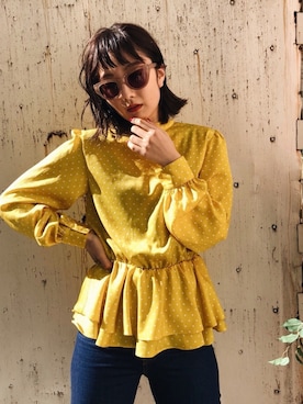 「水玉」｜「アイテム（Tシャツ/カットソー）」を使った、MOUSSY OFFICIALさん（レディース・167cm）の冬コーディネート