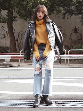 MOUSSY(マウジー)の「LEATHER RIDERS ジャケット(ライダース ...