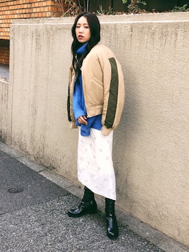 「MOUSSY（マウジー）のアイテム（ブルゾン）」を使った、MOUSSY OFFICIALさん（レディース・164cm）の冬コーディネート