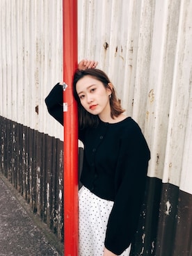 「MOUSSY（マウジー）のアイテム（カーディガン/ボレロ）」を使った、MOUSSY OFFICIALさん（レディース・160cm）の春コーディネート