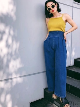 「ニットキャミソール」｜MOUSSY OFFICIALさん（レディース・165cm）の夏コーディネート