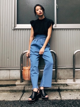 「ブラック×ブルー」｜MOUSSY OFFICIALさん（レディース・165cm）の夏コーディネート