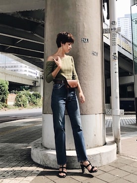 「MOUSSY（マウジー）のアイテム（ピアス（両耳用））」を使った、MOUSSY OFFICIALさん（レディース・165cm）の夏コーディネート