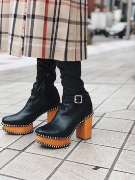 MOUSSY OFFICIALさんの「WOOD SOLE LONG BOOTS」を使ったコーディネート