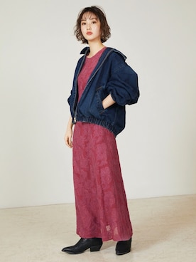 「Gジャン」｜「アイテム（その他アウター）」を使った、MOUSSY OFFICIALさん（レディース・157cm）の春コーディネート