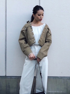 「ホワイトデニム」｜「アイテム（その他アウター）」を使った、MOUSSY OFFICIALさん（レディース・167cm）の春コーディネート