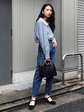 「テーパードデニム」｜MOUSSY OFFICIALさん（レディース・168cm）の春コーディネート