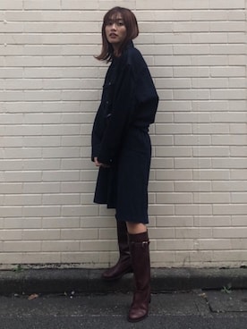 「MOUSSY（マウジー）のアイテム（デニムスカート）」を使った、MOUSSY OFFICIALさん（レディース・158cm）の秋コーディネート