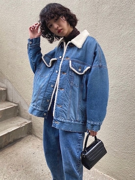 「Gジャン」｜「アイテム（その他アウター）」を使った、MOUSSY OFFICIALさん（レディース・161cm）の冬コーディネート