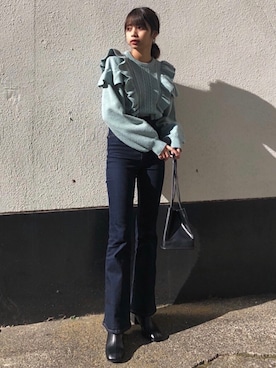 「MOUSSY（マウジー）のアイテム（ピアス（両耳用））」を使った、MOUSSY OFFICIALさん（レディース・164cm）の冬コーディネート