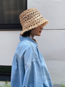 「MOUSSY（マウジー）のアイテム（ハット）」を使った、MOUSSY OFFICIALさん（レディース・155cm）の春コーディネート