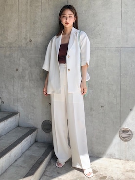 「オールホワイト」｜「アイテム（その他アウター）」を使った、MOUSSY OFFICIALさん（レディース・162cm）の春コーディネート
