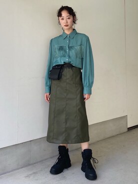 FAUX LEATHER スカートを使った人気ファッションコーディネート - WEAR