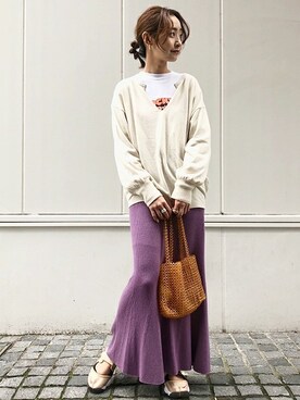 「SLOBE IENA（スローブイエナ）のアイテム（スカート）」を使った、ryokaさん（レディース・163cm）の秋コーディネート