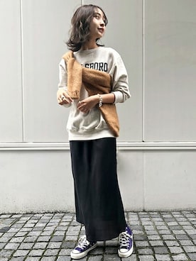 「SLOBE IENA（スローブイエナ）のアイテム（スウェット）」を使った、ryokaさん（レディース・163cm）の秋コーディネート