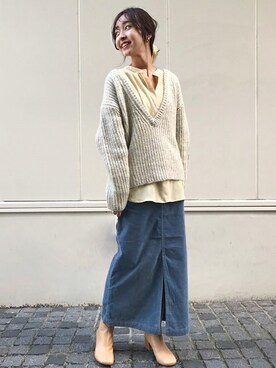 「SLOBE IENA（スローブイエナ）のアイテム（スカート）」を使った、ryokaさん（レディース・163cm）の秋コーディネート