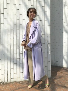 「アイテム（その他アウター、パープル系）」を使った、ryokaさん（レディース・163cm）の春コーディネート