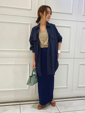 「アイテム（ハンドバッグ、グリーン系）」を使った、ryokaさん（レディース・163cm）の秋コーディネート